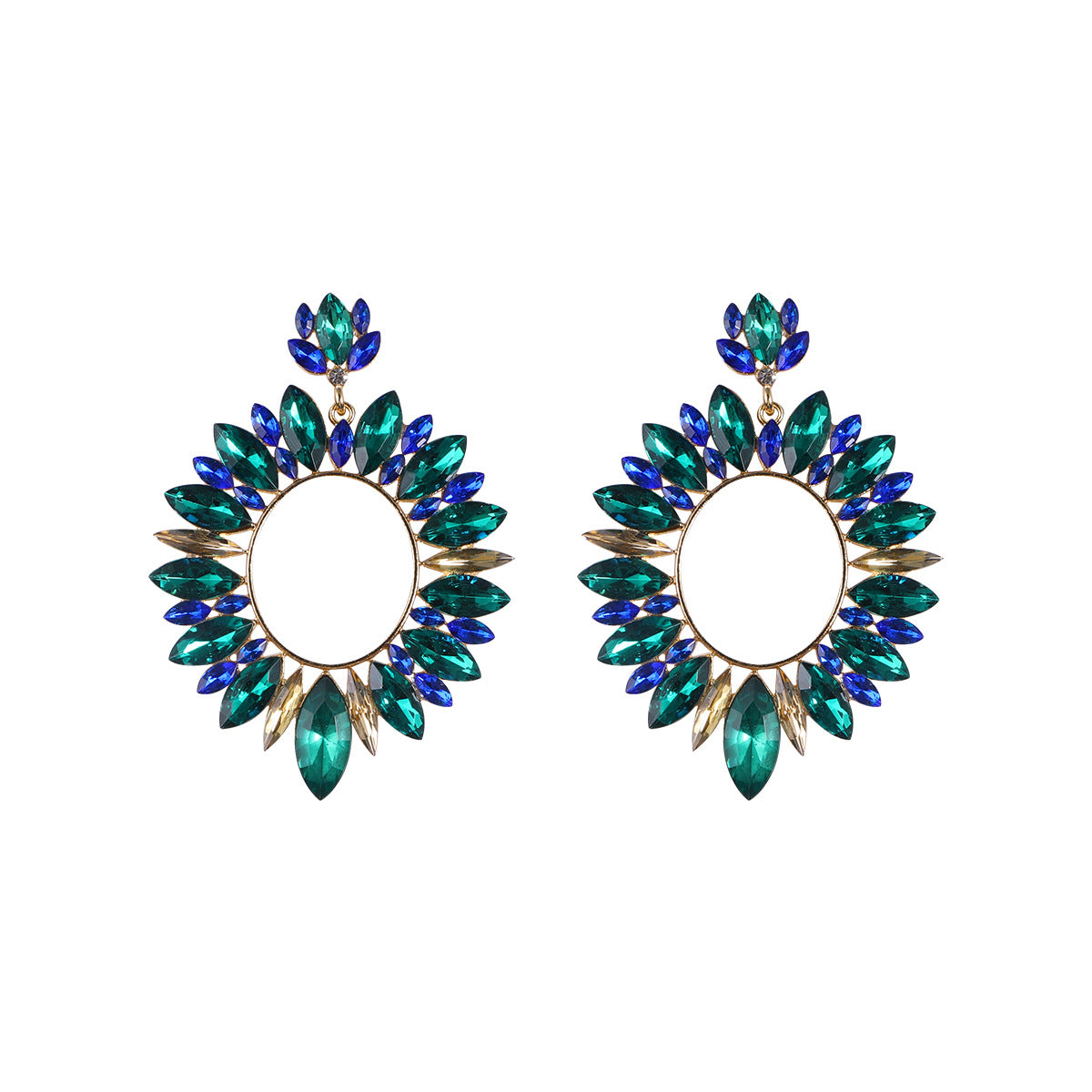 Wholesale Super Sparkling Round Banquet Alloy Diamond Earrings
